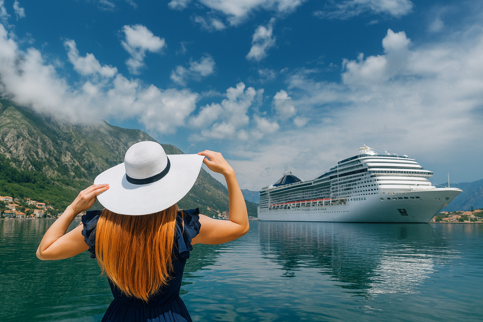 Mountain view over winding river